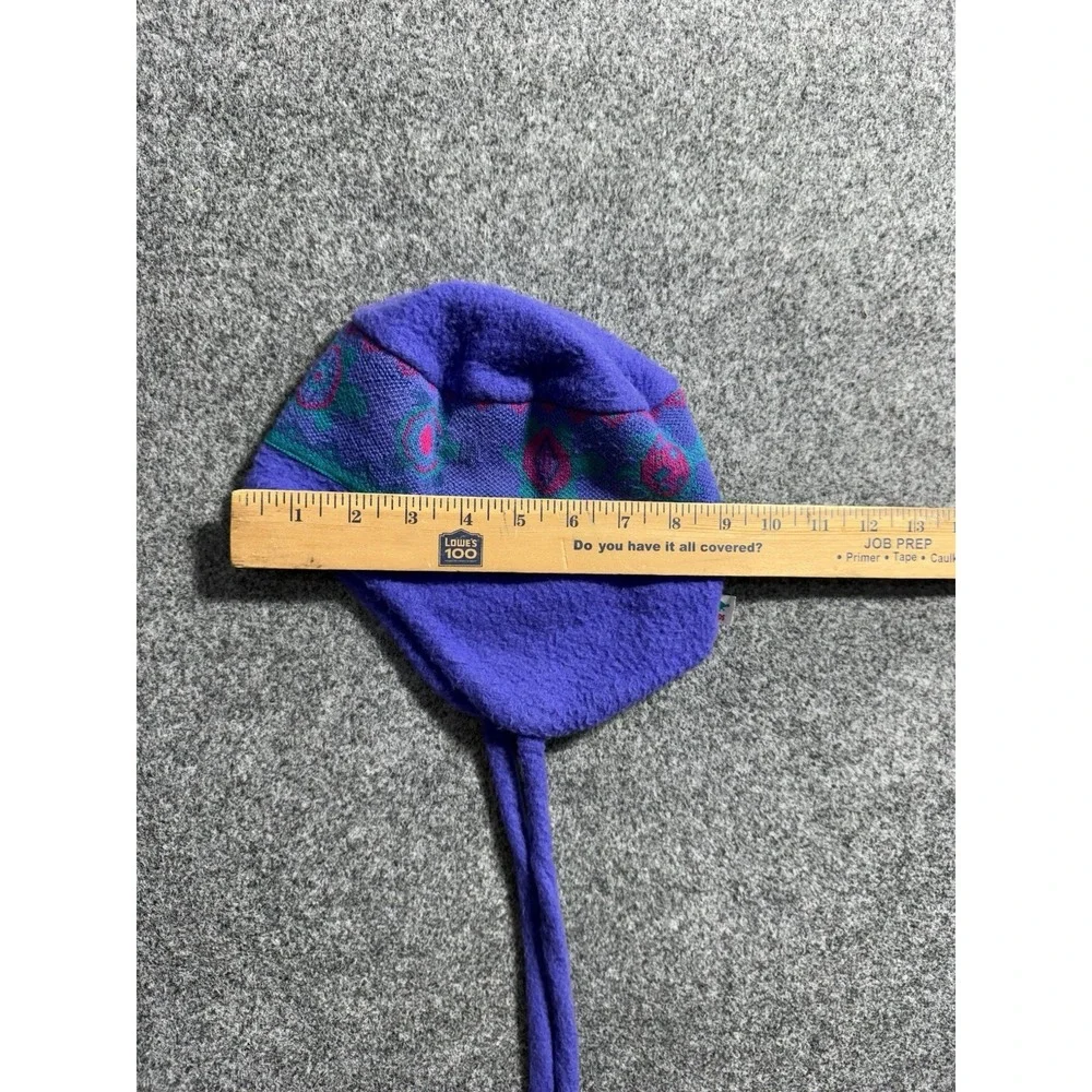 VTG Turtle Fur Kids Winter Beanie Ski Hat Wool Knit‎ Fleece Lining Purple 90s